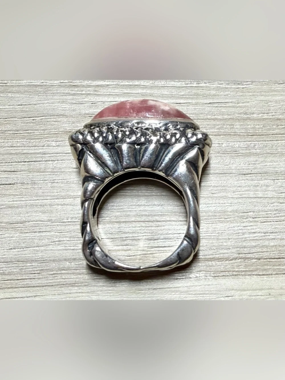 Dian Malouf DLM 925 Sterling Silver Rhodochrosite Wide Statement Ring, Size 5.5